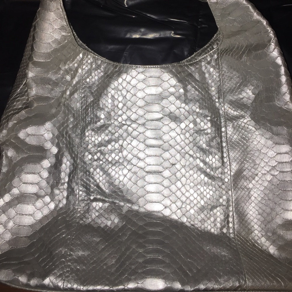 Silver Metallic Python Hobo Bag - image 2